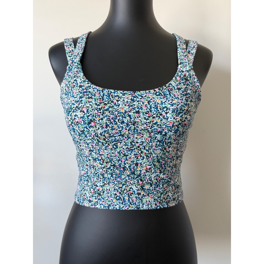 Sage Collective Floral Activewear Set Bra and Biker Shorts Blue Pink Size Medium - Picture 2 of 10